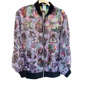 Sheer Graphic Bomber Jacket Reversible NWT XS/S Meow Wolf